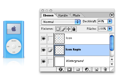 Das Ergebnis nach der Reduzierung der Deckkraft.